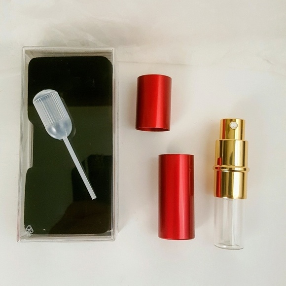 Red travel empty perfume sprayer with funnel - Picture 2 of 5